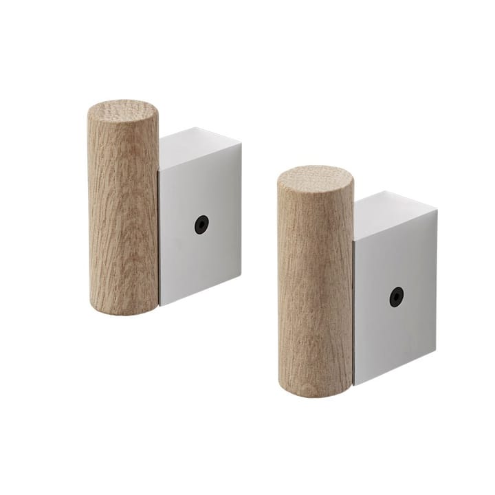 Attach tøjknag 2-pak - Oak/Aluminium - Muuto