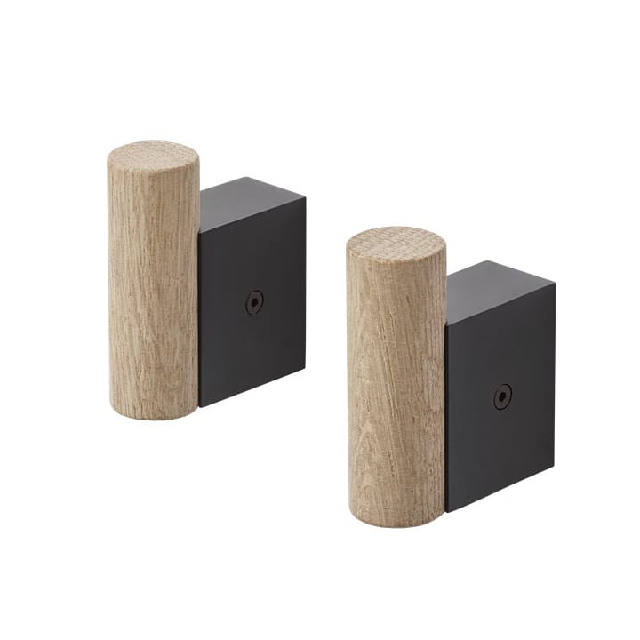 Attach tøjknag 2-pak, Oak/Black Muuto