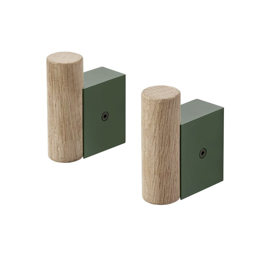 Muuto Attach tøjknag 2-pak Oak/Dark green