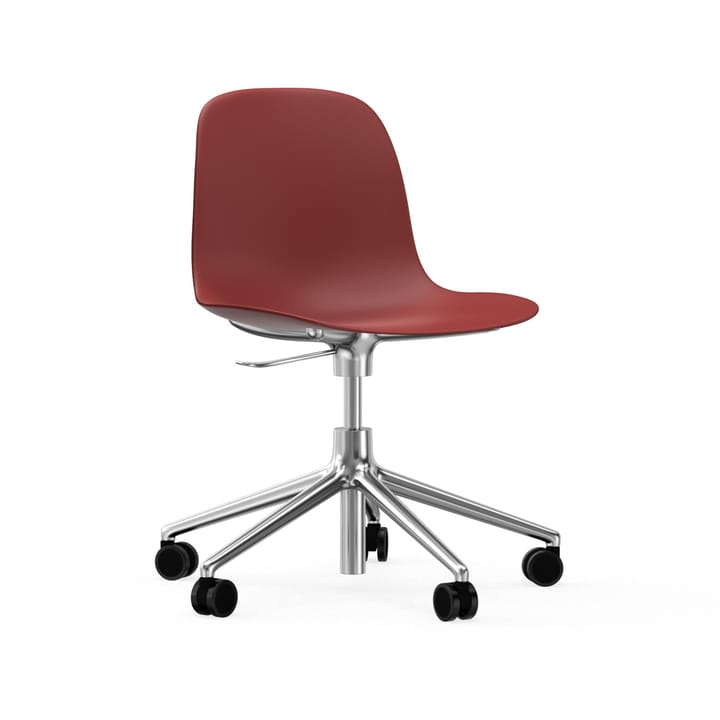 Form chair drejestol, 5W kontorstol, rød, aluminium, hjul Normann Copenhagen