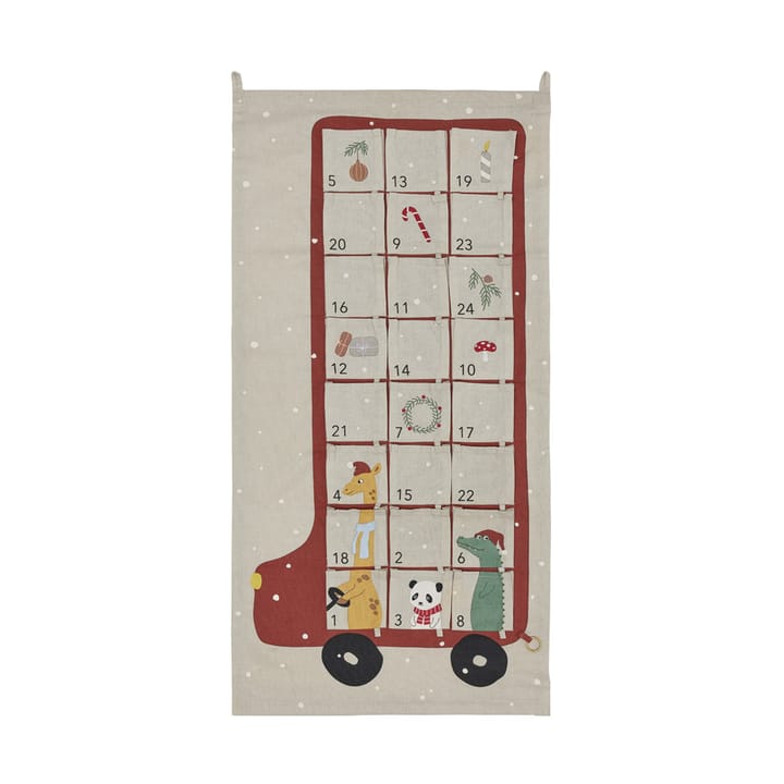 Bus julekalender 52x104 cm - Clay-red - OYOY