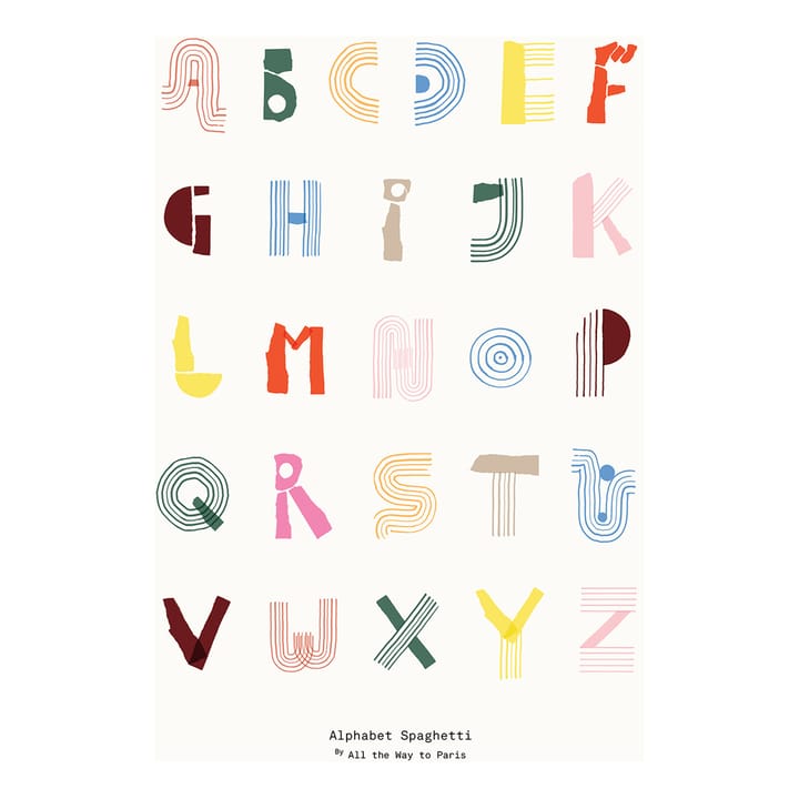 Alphabet Spaghetti ENG Multi-colour plakat , 50x70 cm Paper Collective