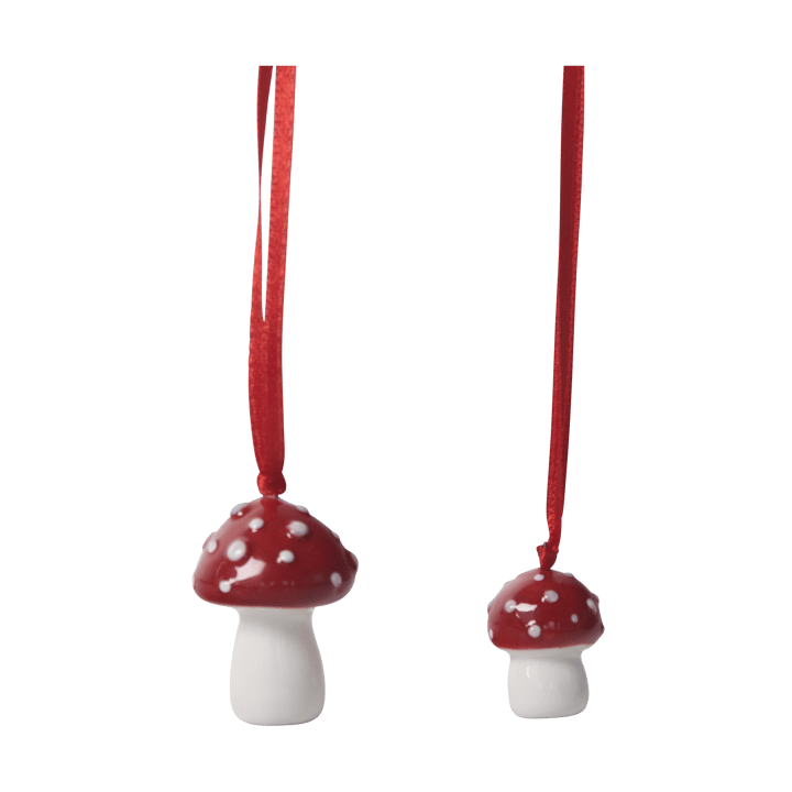 Fluesvamp juletræspynt 2-pak, Hvid/Rød Pluto Design
