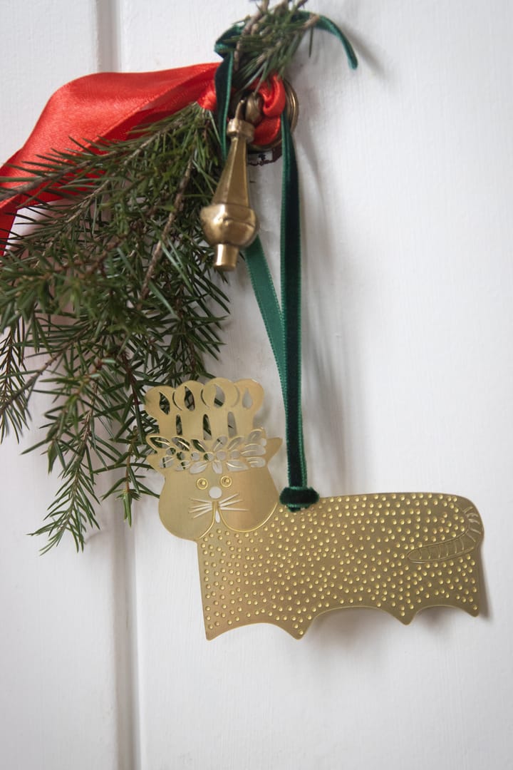 Stig L gingerbread cat dekorationsophæng, Guld-messing Pluto Design
