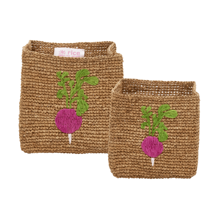 Rice Raffia opbevaringskurv 2 dele, Radish Embroidery-Tea RICE