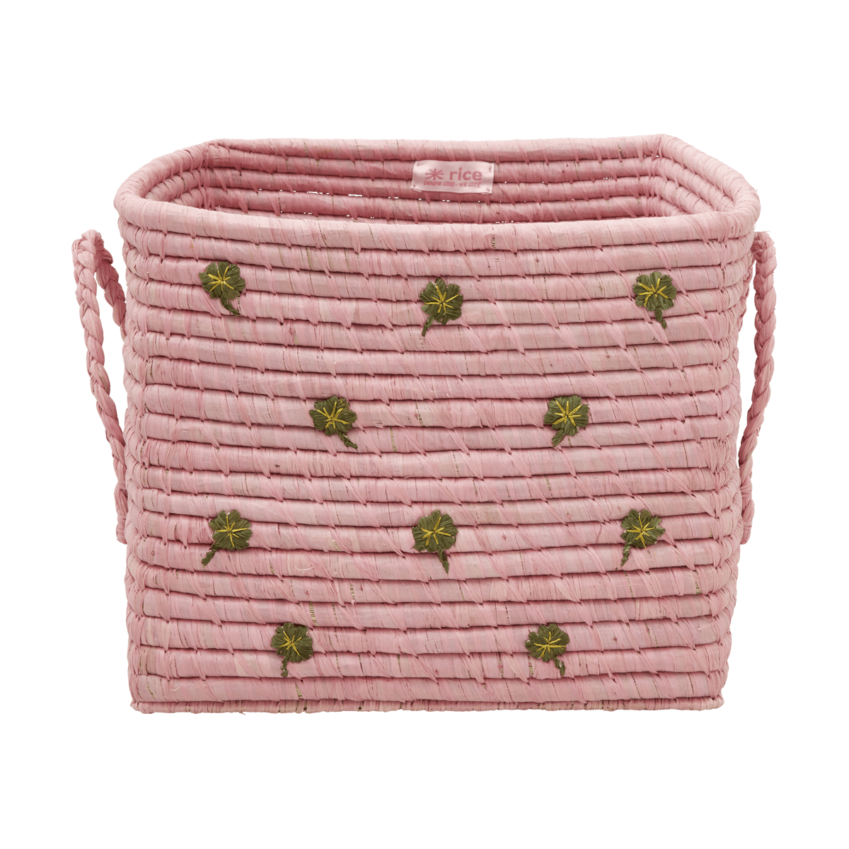 RICE Rice raffiakurv med hank 30×30 cm Pink