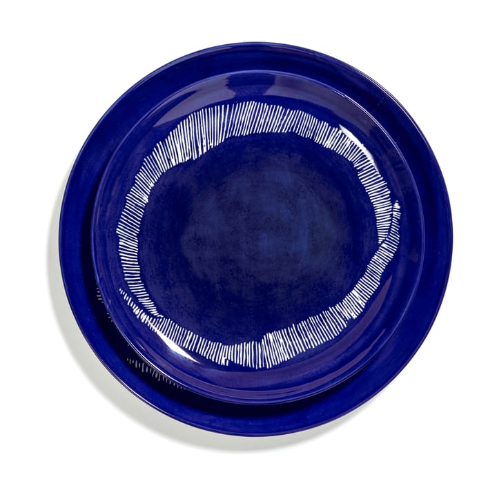 Ottolenghi Feast tallerken M Ø22,5 cm 2-pak, Dark blue stripes-white Serax