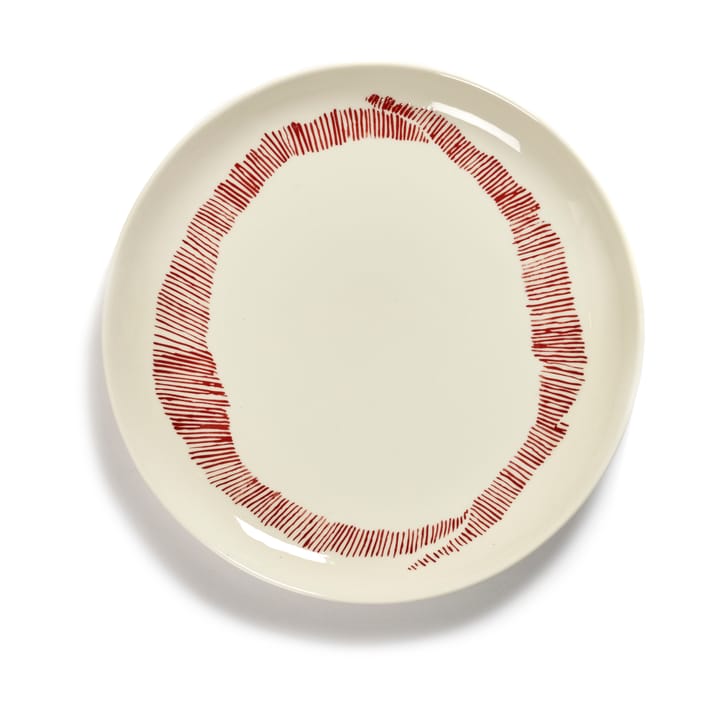 Ottolenghi Feast tallerken M Ø22,5 cm 2-pak, White stripes-red Serax