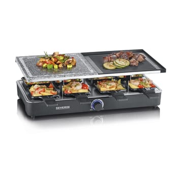 Severin RG 2376 raclette kombi grill/sten 8 pander - Sort - Severin