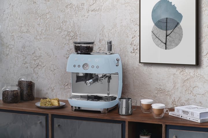 Smeg 50's Style espressomaskine med kaffekværn, Pastelblå Smeg