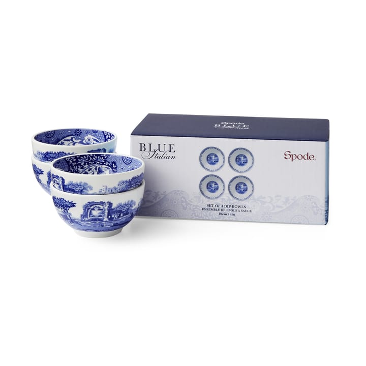 Blue Italian dip skål Ø10 cm 4-pak - Blå-hvid - Spode