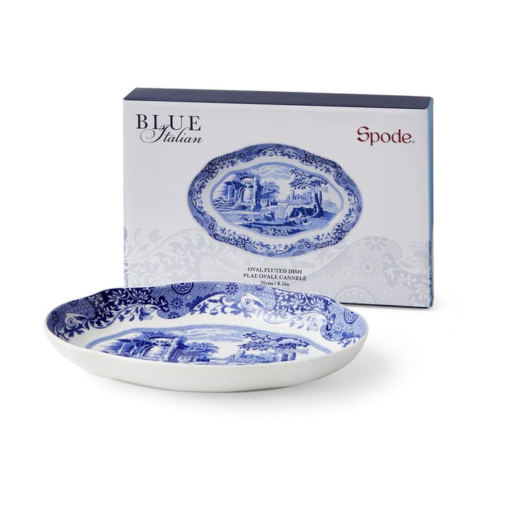 Blue Italian fed oval 14x21 cm, Blå-hvid Spode