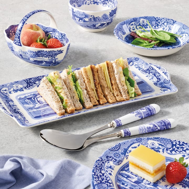 Blue Italian salatbestik 2 dele, Keramik/Rustfrit stål Spode