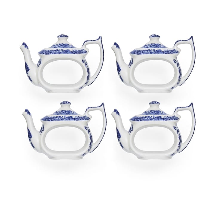 Blue Italian servietring 4-pak - Blå-hvid - Spode