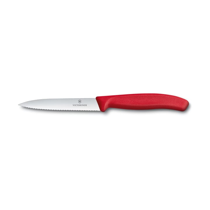 Victorinox grøntsags- & skrællekniv bølgetandet 10 cm - Rød - Victorinox